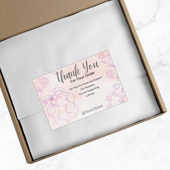 60 Floral Thank You Cards 4 x 2.8 - Picture 6 of 7